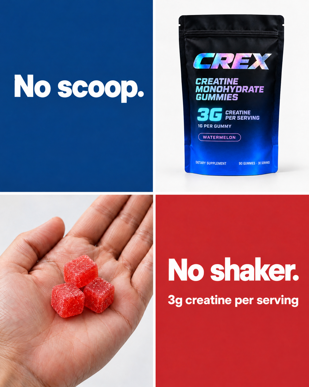 CREX Creatine Gummies — 3g Creatine Monohydrate, 30 Servings