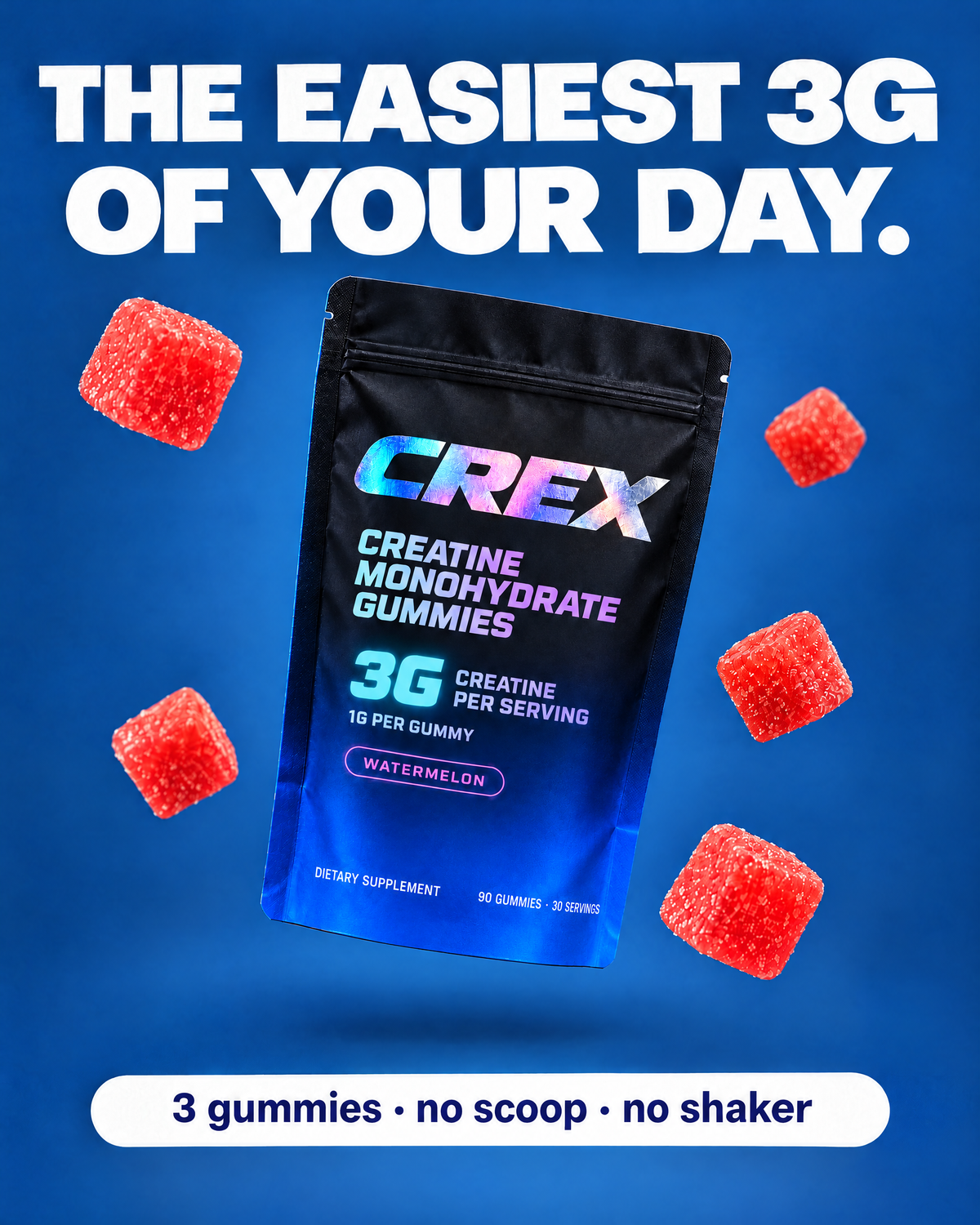 CREX Creatine Gummies — 3g Creatine Monohydrate, 30 Servings