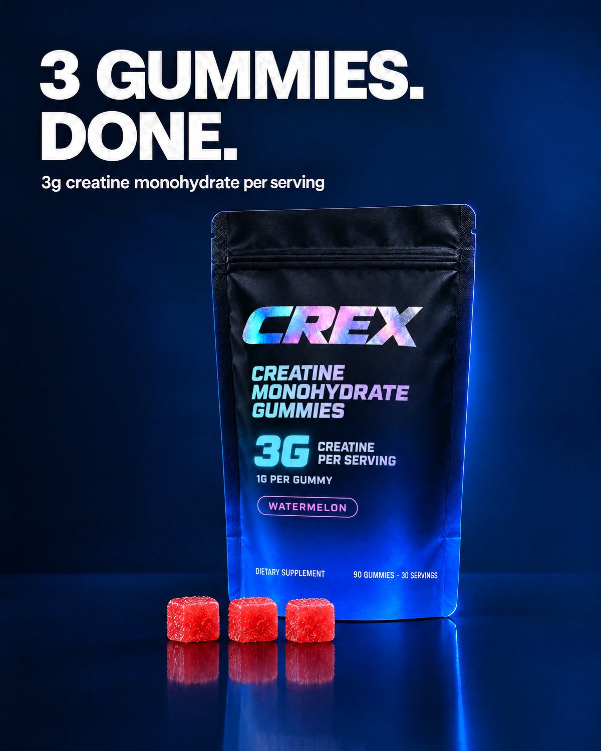 CREX Creatine Gummies — 3g Creatine Monohydrate, 30 Servings